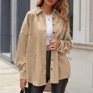 Button Front Corduroy  Shirt
